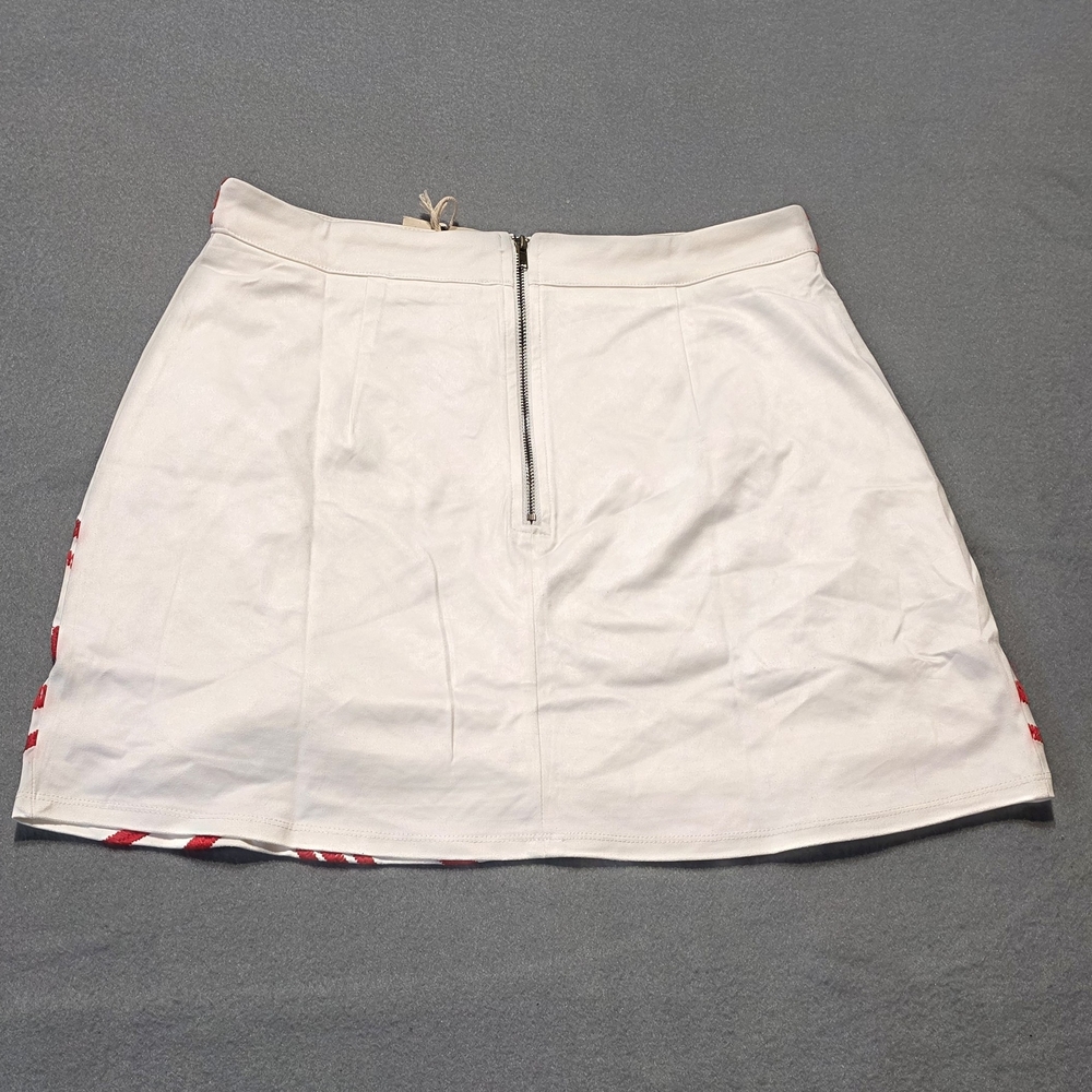 Savanna Jane White Mini Skirt with Red Geometric Embroidery - Picture 3 of 10
